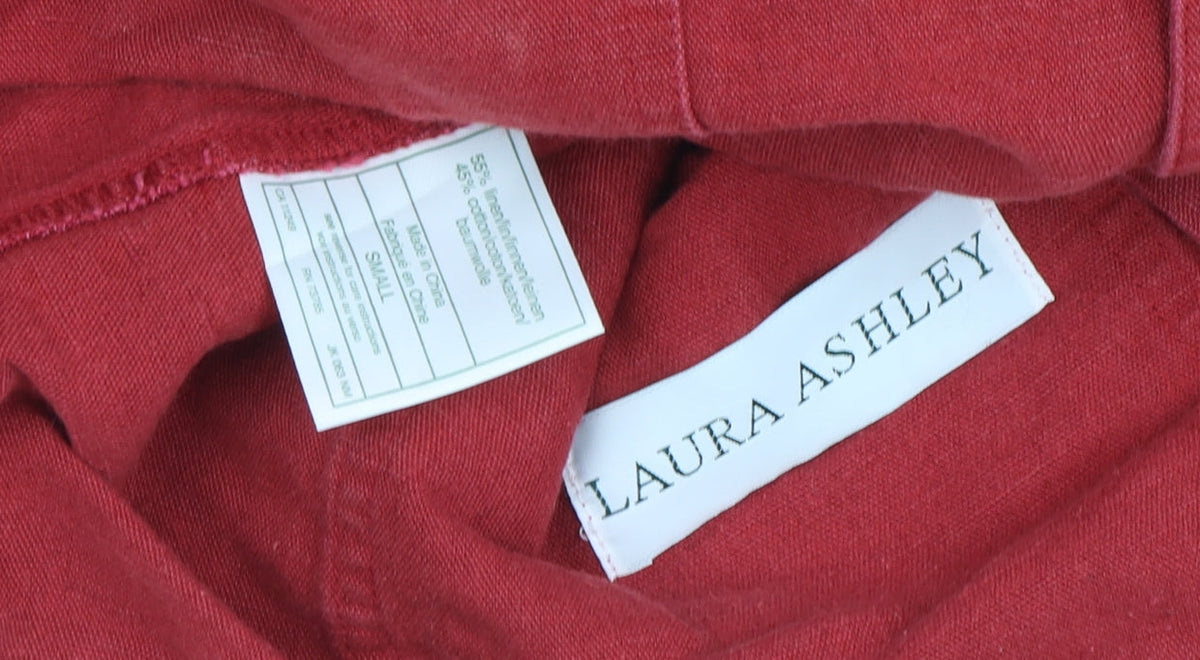 Laura Ashley Women's Red Linen Blend Pea Coat Jacket Size S
