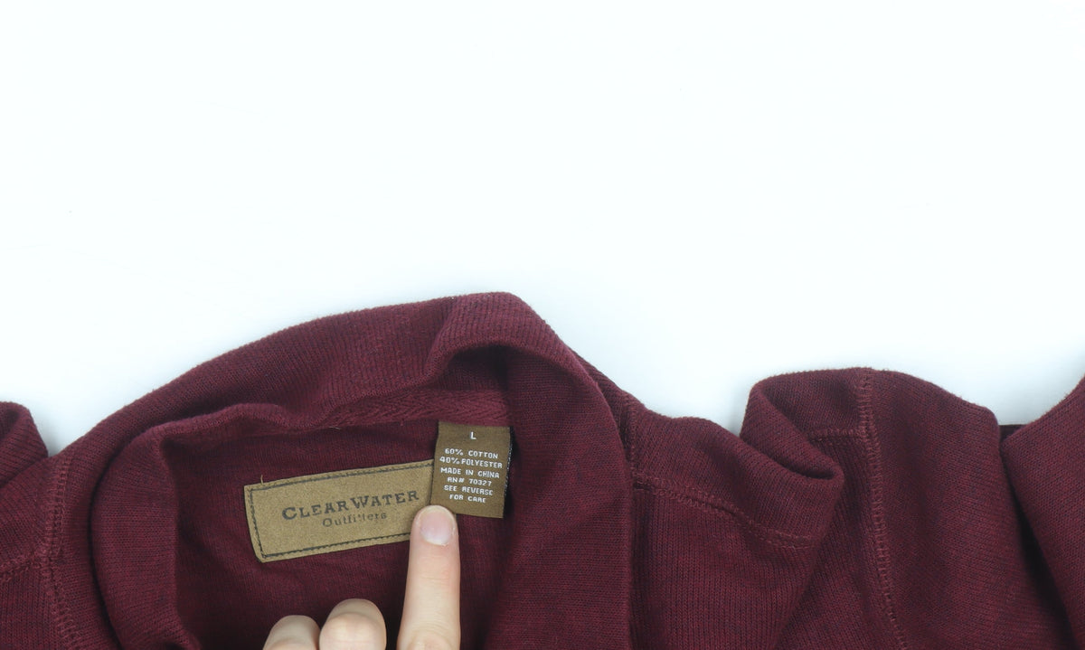 Clearwater Outfitters Men's Red Henley Jumper L Cotton Blend
