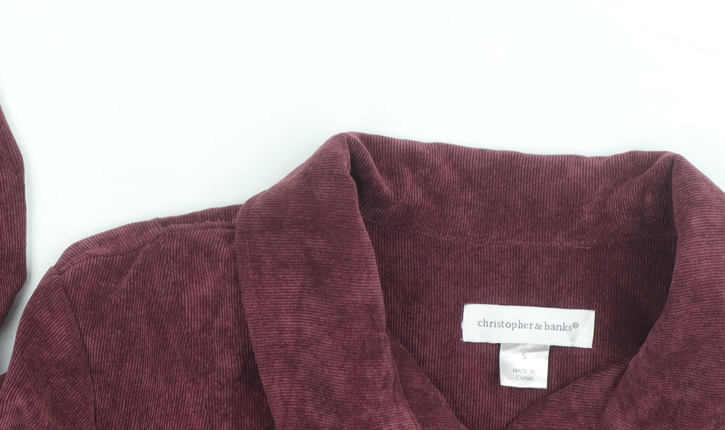 Christopher & Banks Women's Red Corduroy Zip Jacket Size S
