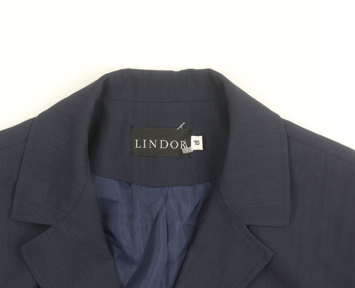 Lindor Women's Navy Blue Size 10 Classic Lined Blazer Jacket