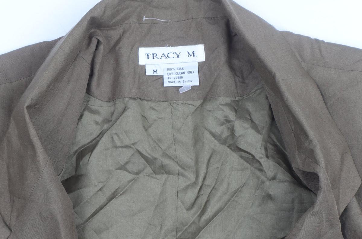 Tracy M Unisex Brown Silk Lined Mid-Length Blazer M