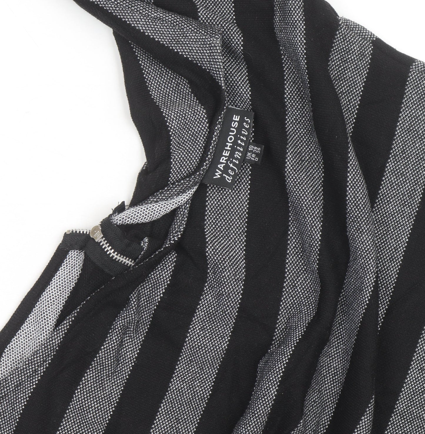 Warehouse Women’s Black Striped Bodycon Knit Dress Size 10