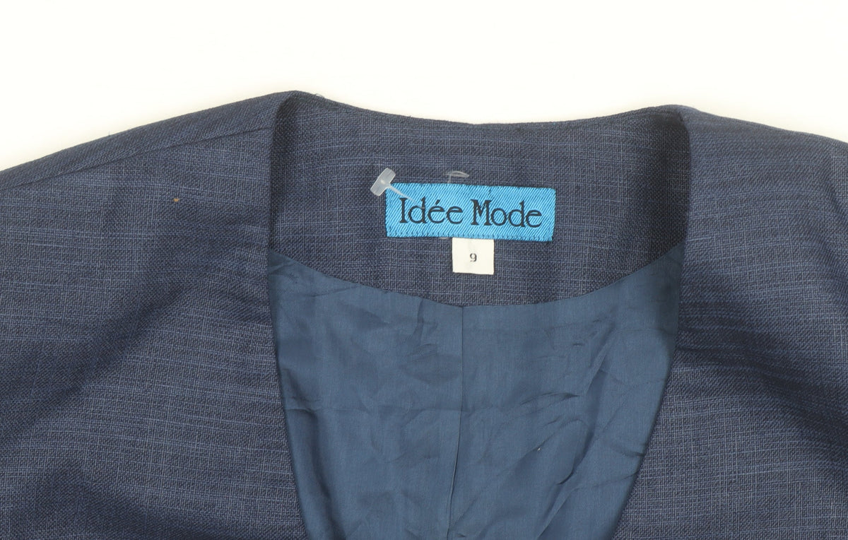 Idée Mode Women’s Blue V-Neck Short Sleeve Classic Blouse Size 8