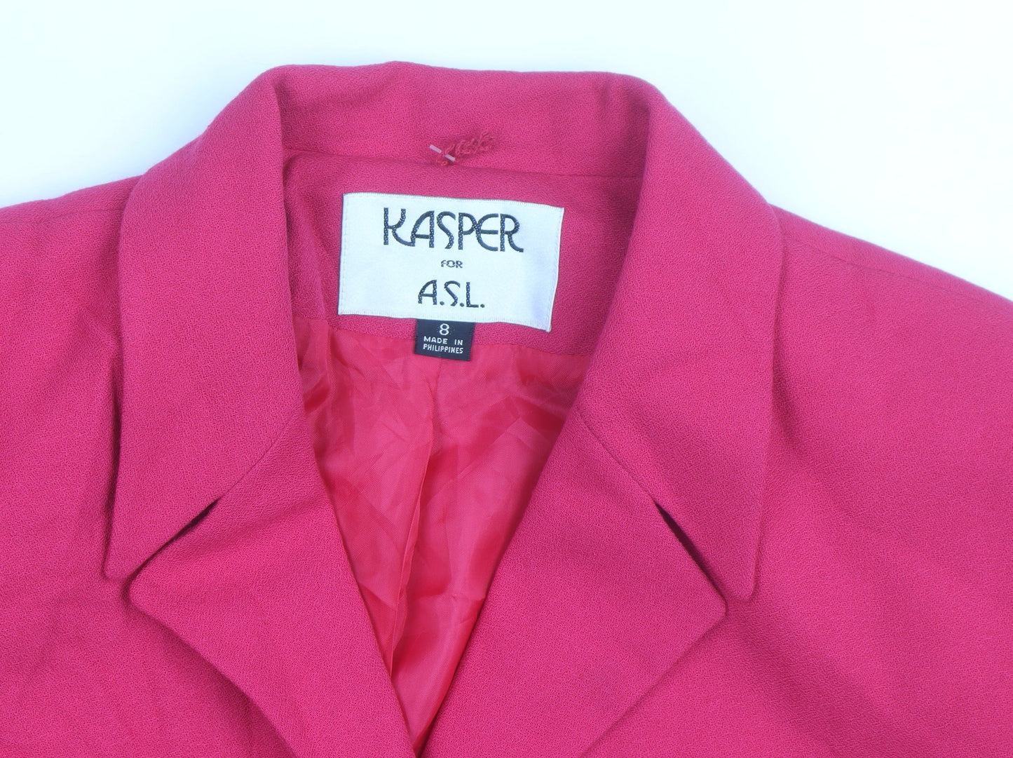 Kasper Women's Pink Crepe Single-Breasted Blazer Size 8