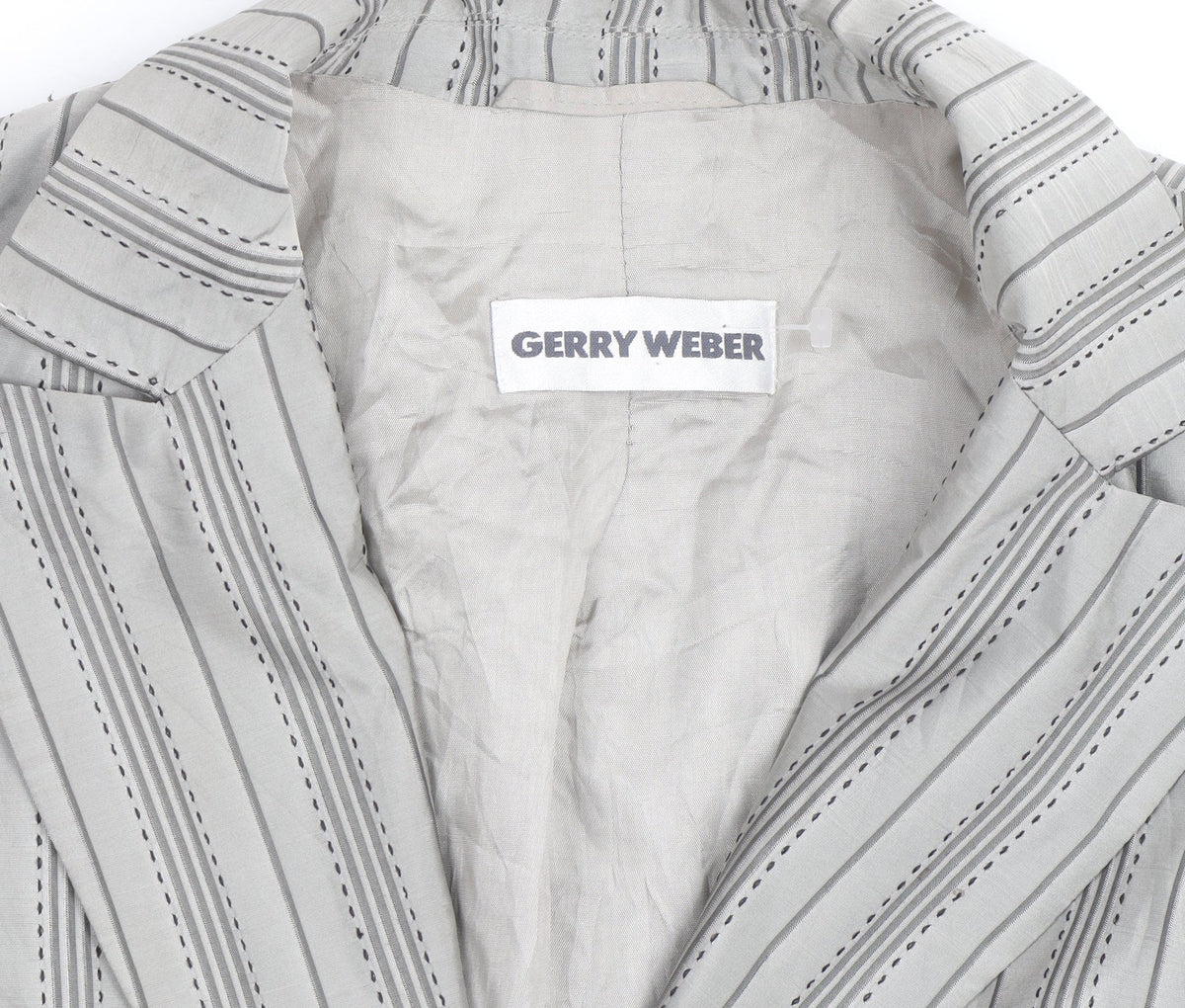 Gerry Weber Women's Grey Striped Cotton Silk Blazer Size 12