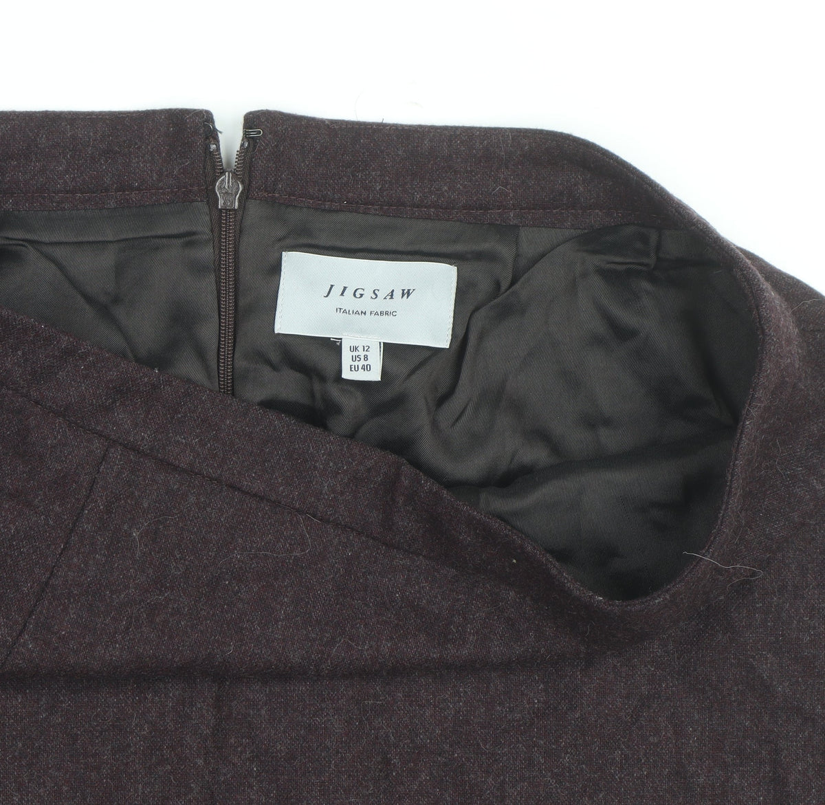 Jigsaw Women Brown Wool Pencil Skirt UK 12 Workwear Knee Length