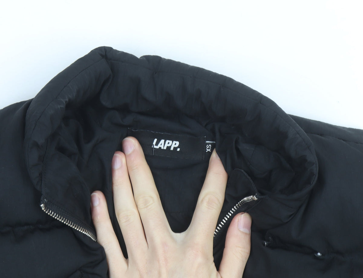 LAPP Womens Black XS Cropped Puffer Jacket with Zip and Pockets