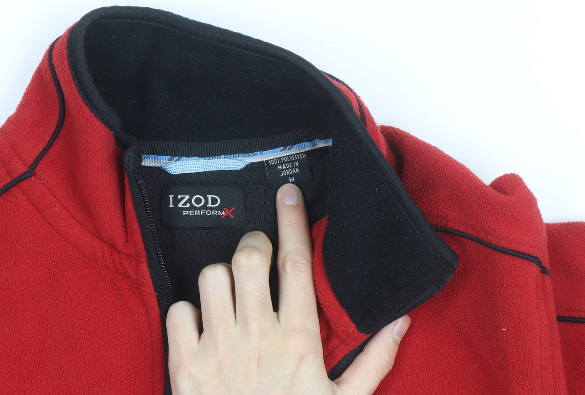 Izod Men's Red Fleece 1/4 Zip Pullover Jacket Size M