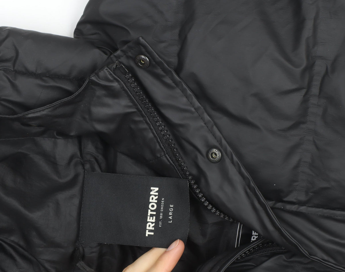 Tretorn Men's Black L Puffer Jacket Hooded Waterproof Winter Coat