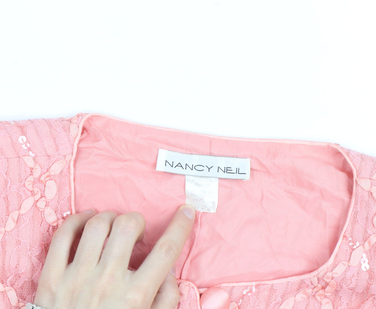Nancy Neil Women's Pink Lace Sequin Cardigan S Partywear