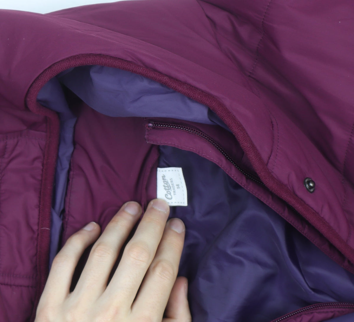 Cream Women’s Purple Hooded Mid-Length Puffer Coat Size 14