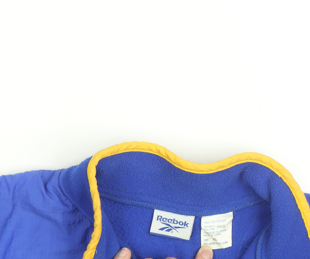 Reebok Men’s Blue 1/4 Zip Fleece Sweatshirt XL High Neck