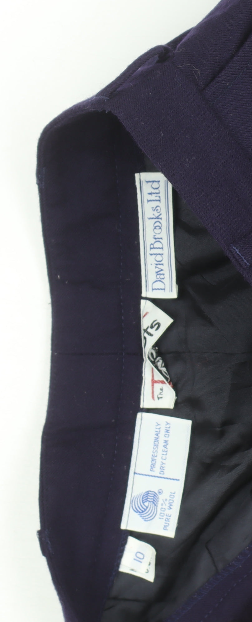 David Brooks Ltd Women’s Blue Wool Pleated Classic Trousers Size 10