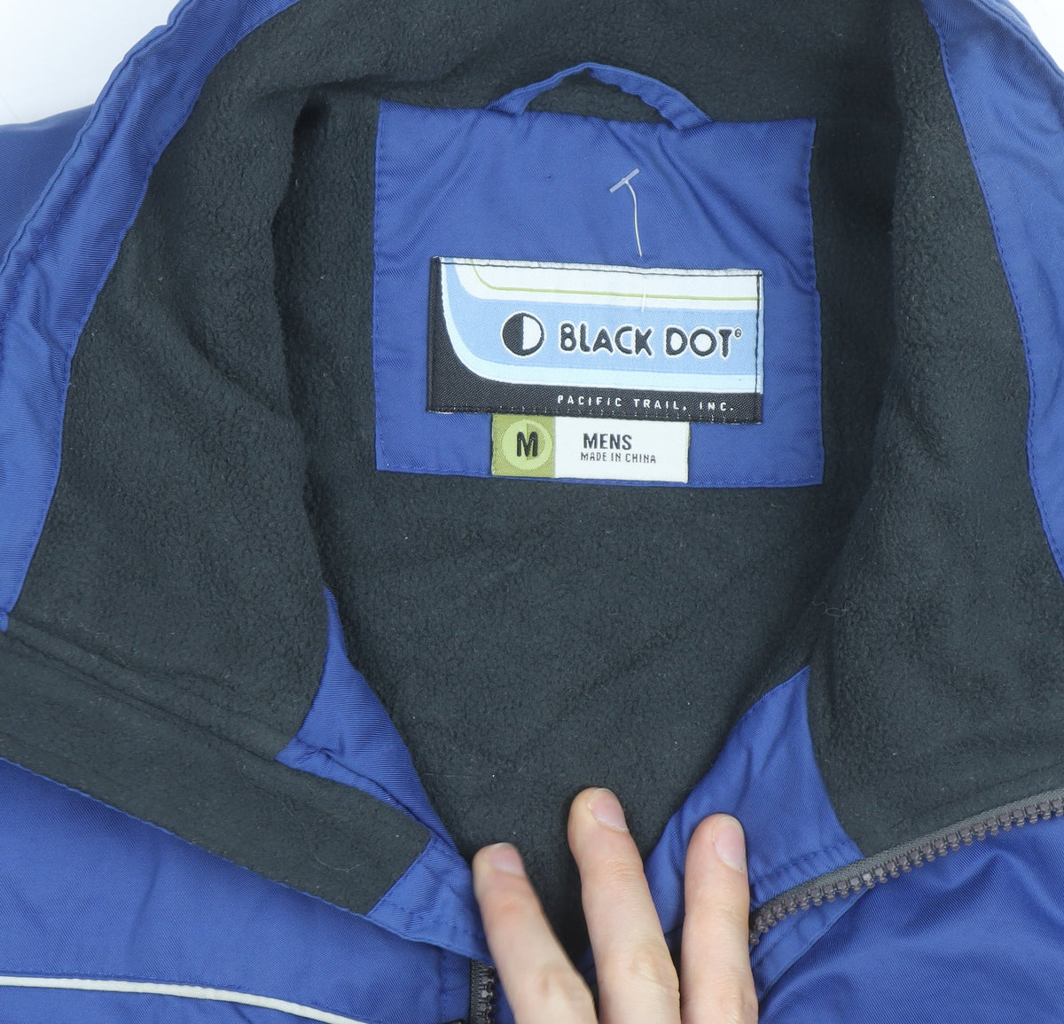 Black Dot Men's Blue Polyester Parka Jacket M Windproof Lined