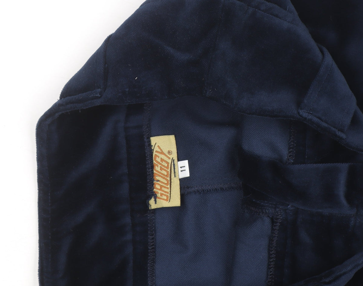 Groggy Women Navy Velvet Flared Trousers Size M High Rise