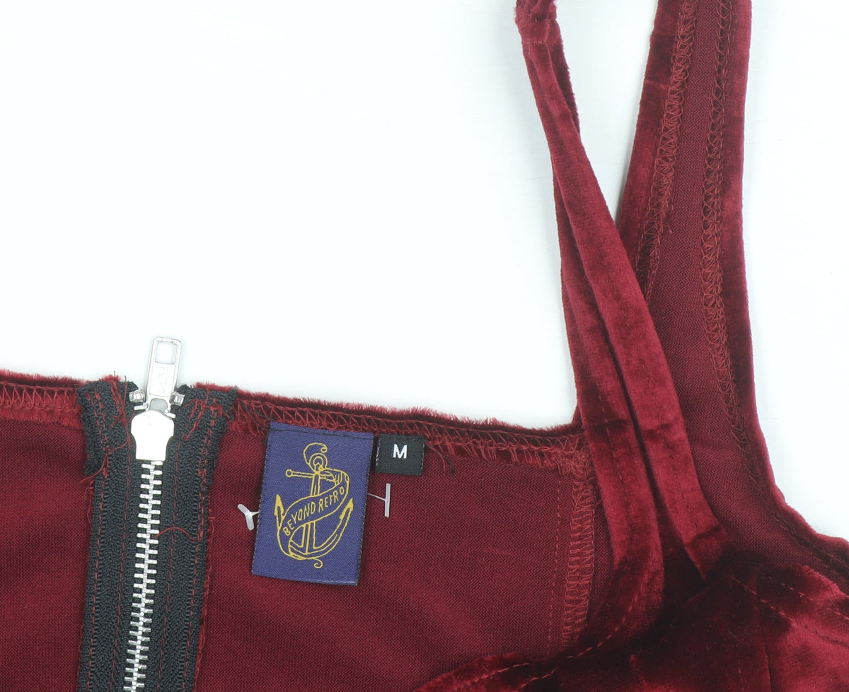 Vintage Women's Red Velvet Cropped Tank Top M