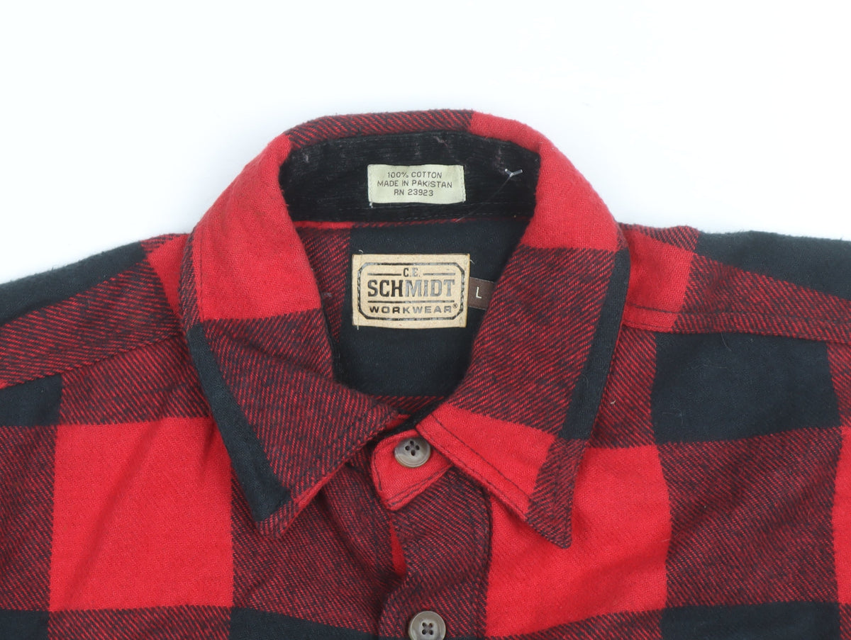 C.E. Schmidt Workwear Men's Red Black Check Flannel Shirt Size L