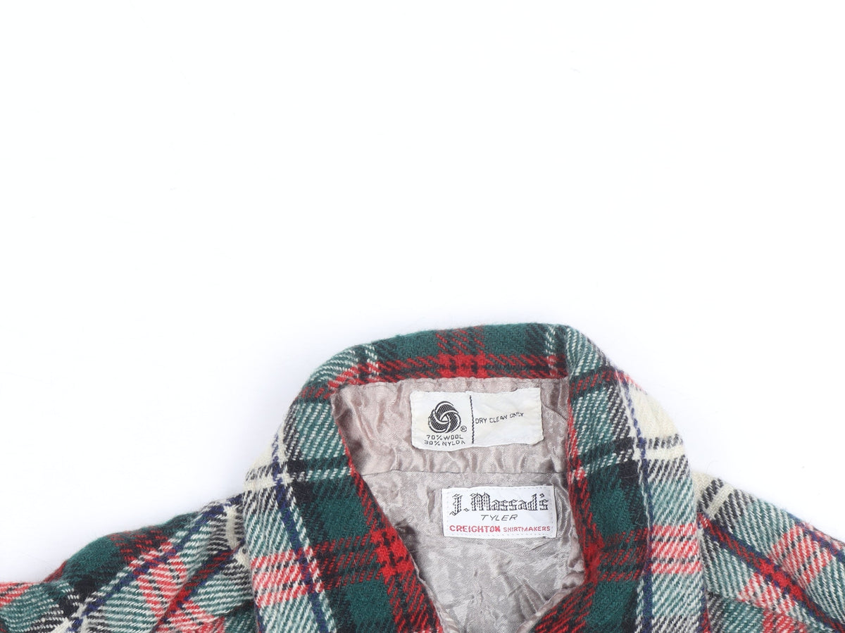 J. Massals Men's Multicoloured Wool Flannel Plaid Button-Up Shirt L