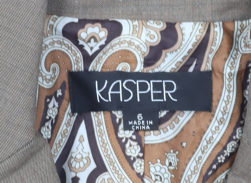 Kasper Women's Beige Single-Breasted Blazer Size 10 Classic Fit