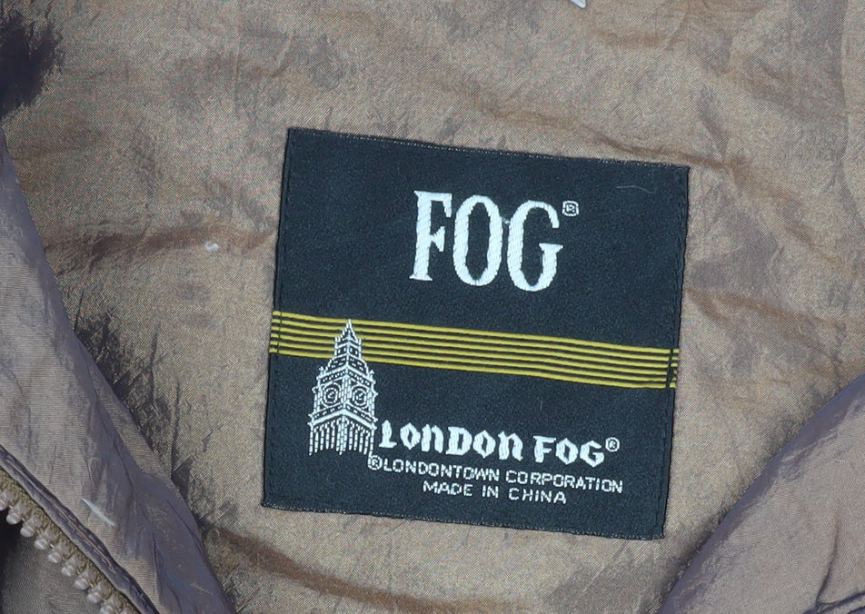 London Fog Mens Brown M Mid-Length Quilted Winter Puffer Jacket