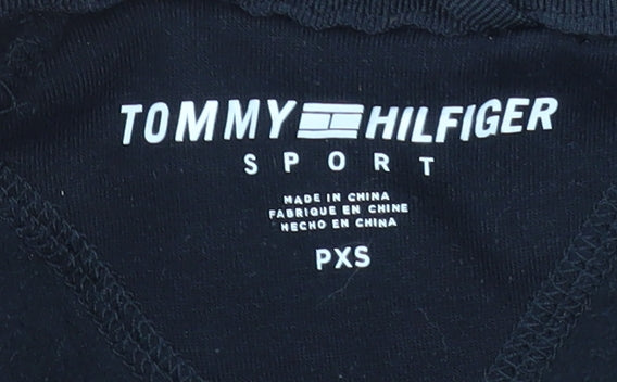 Tommy Hilfiger Women Black XS Full Zip Hoodie Fleece Sporty Warm