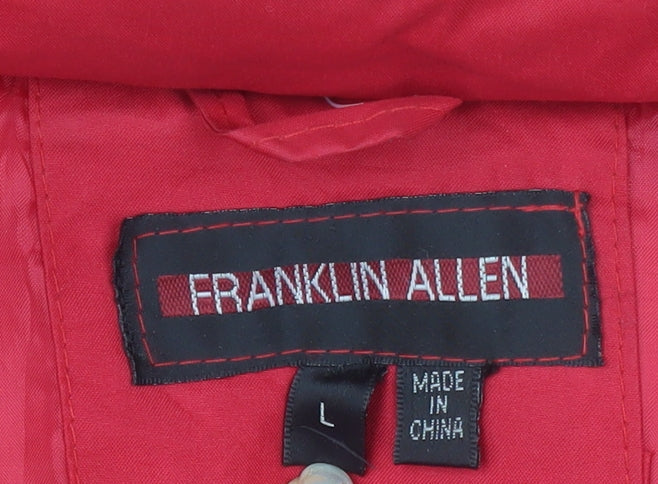 Franklin Allen Womens Red L Puffer Jacket Mid-Length Winter Coat