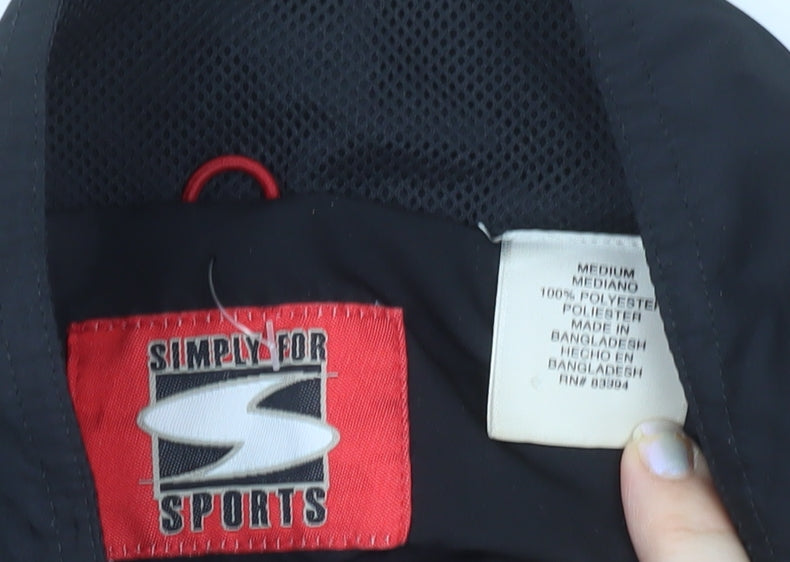 Simply For Sports Men's Black Medium Windbreaker Jacket Polyester