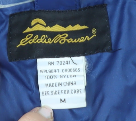 Eddie Bauer Men's Blue M Windbreaker Jacket Hooded Nylon Outdoor