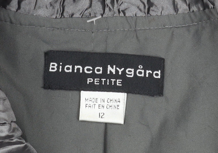 Bianca Nygard Women’s Grey Petite Size 12 Mid-Length Buttoned Coat