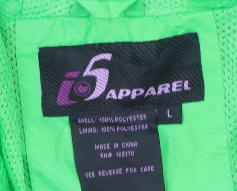 i5 Apparel Women Green L Lightweight Hooded Windbreaker Jacket