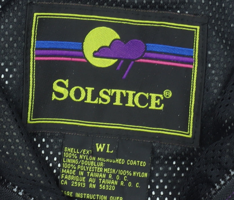 Solstice Womens Purple Black Hooded Anorak Jacket L Windproof