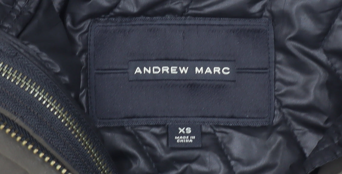 Andrew Marc Men's Green XS Parka Jacket Hooded Nylon Polyester