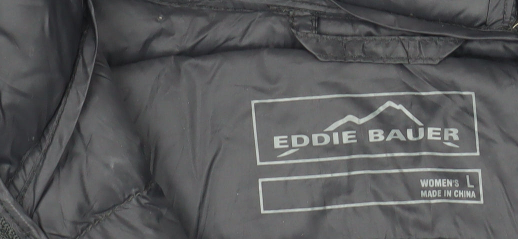 Eddie Bauer Women’s Black Long Hooded Down Puffer Coat Size L