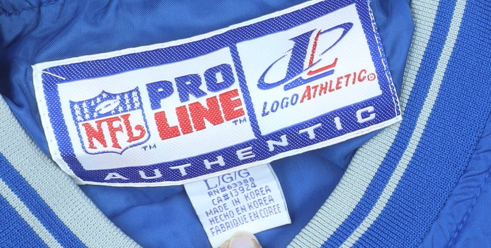 Logo Athletic Men’s Blue V-Neck Pullover Nylon NFL Pro Line Sweatshirt L