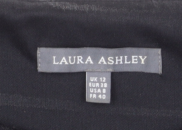 Laura Ashley Womens Black Check Shift Dress Size 12 3/4 Sleeve Knit