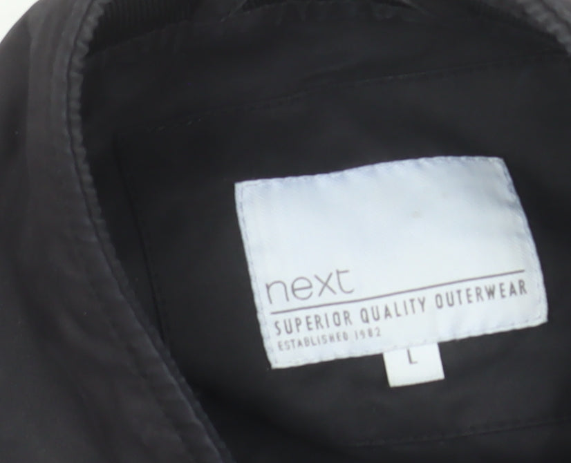 Next Men's Black L Bomber Jacket Full Zip Classic Casual