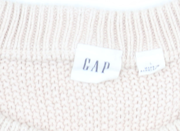Gap Women’s Beige Cotton Cable Knit Crew Neck Jumper Size L