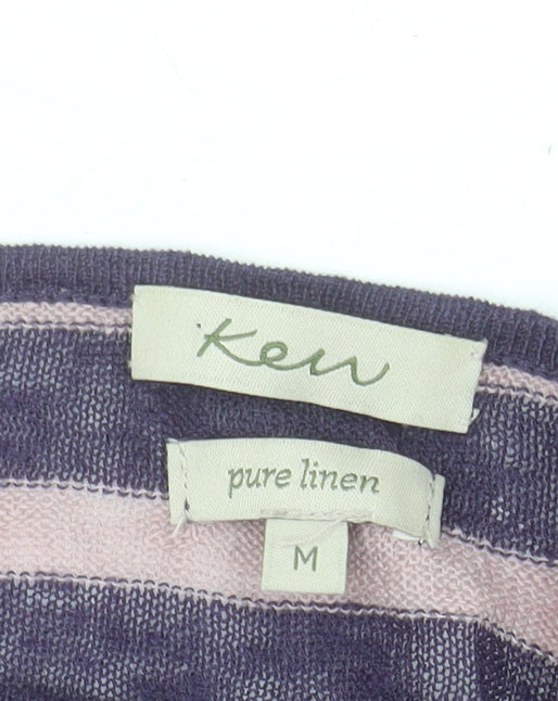 Kew Women’s Multicoloured Striped Linen Boat Neck Jumper M