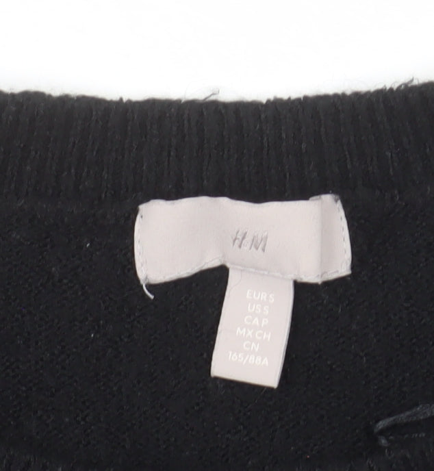 H&M Women’s Black Crew Neck Short Sleeve Pullover Jumper Size M