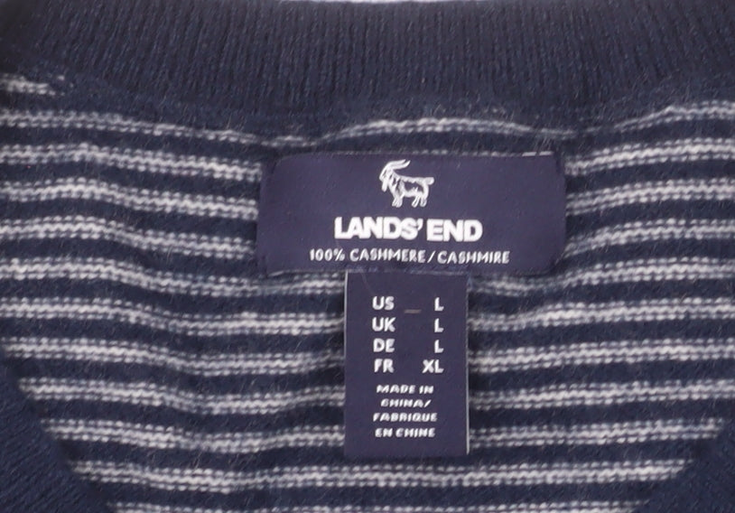 Lands' End Women's Multicoloured Striped Cashmere Jumper Size L