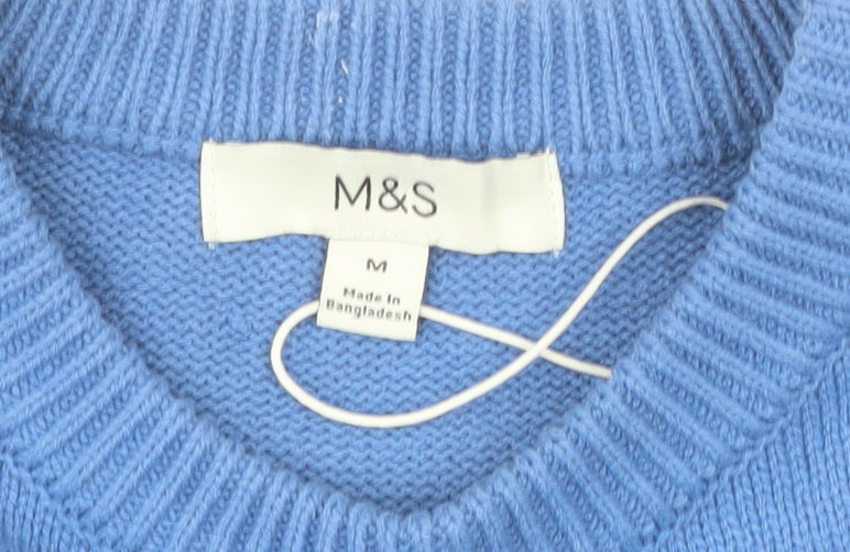 Marks & Spencer Men's Blue M Cotton Crew Neck Jumper