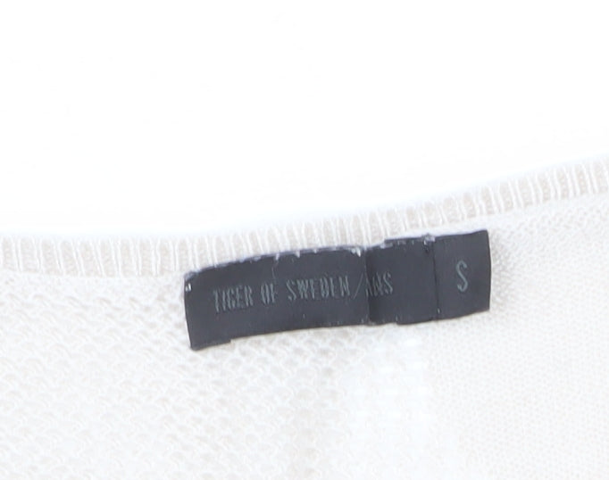 Tiger of Sweden Women Beige Open-Knit Cotton Pullover Jumper Size S