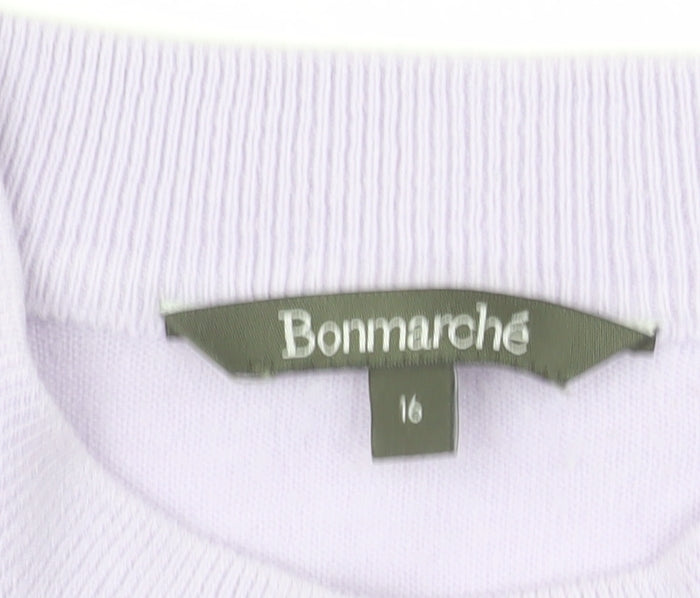 Bonmarché Women’s Purple Mock Neck Acrylic Jumper Size 16