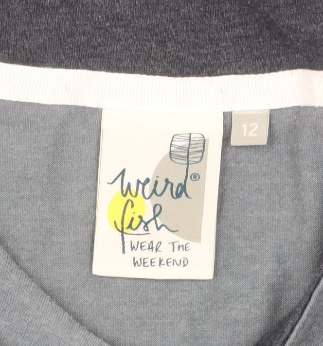 Weird Fish Women’s Grey Cotton Blend Shift Dress Size 12