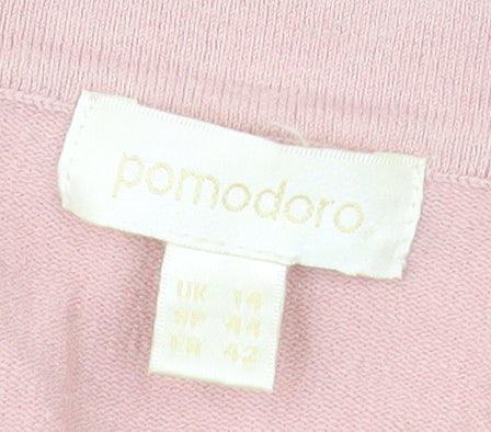Pomodoro Women Pink Cardigan V-Neck Long Sleeve Knit Size 14