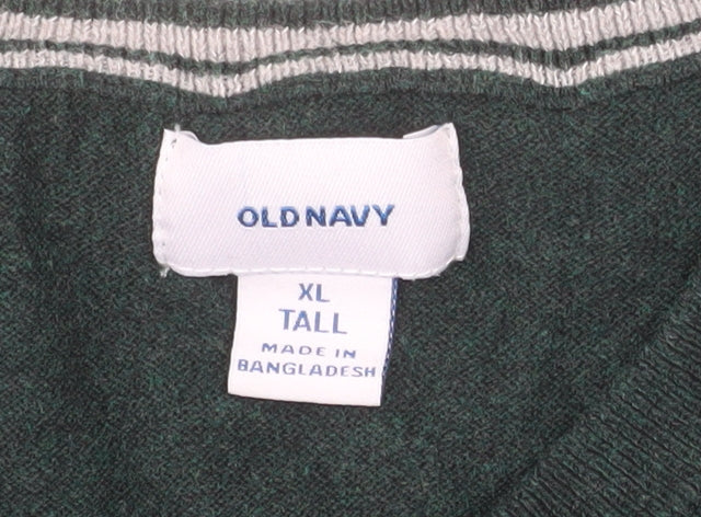Old Navy Men’s Green V-Neck Knit Pullover Jumper XL Tall