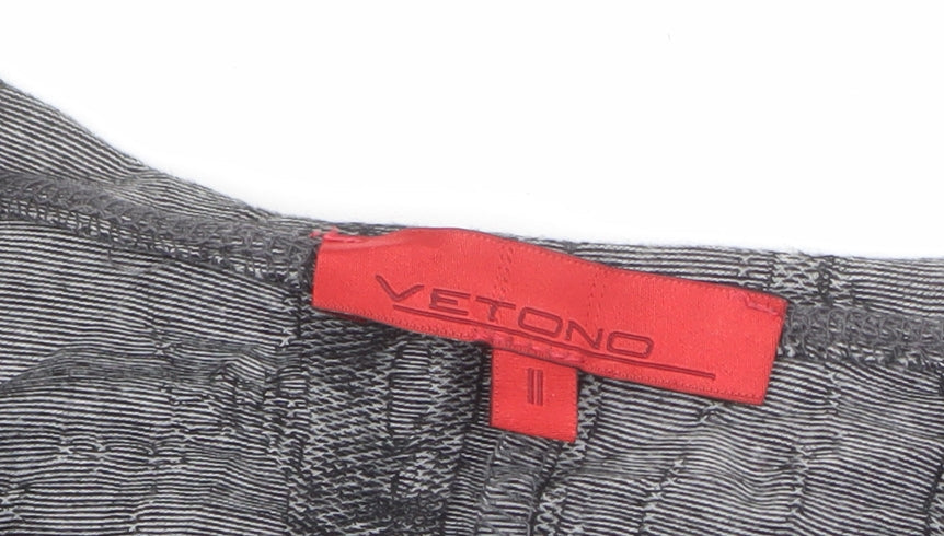 Vetono Womens Grey Tunic Top L Long Sleeve Round Neck Relaxed Fit