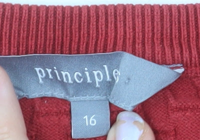 Principles Women's Red Size 16 Crew Neck Knit Long Sleeve Jumper