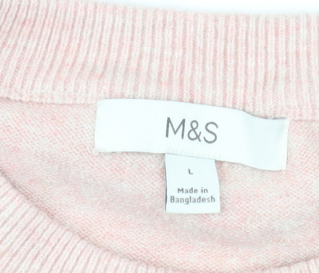 Marks & Spencer Womens Pink Crew Neck Knit Jumper L