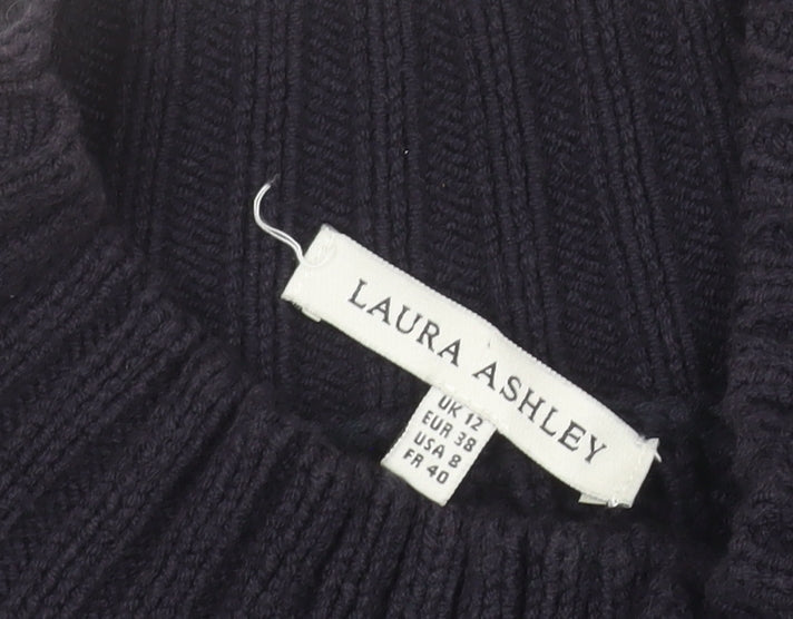 Laura Ashley Women's Black Cotton Knit Long Cardigan UK 12